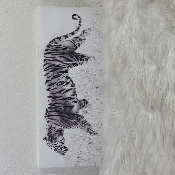 interiors Other - Tiger Picture Black White Contemporary Design Home Decor Wall Hanging EUC Photo